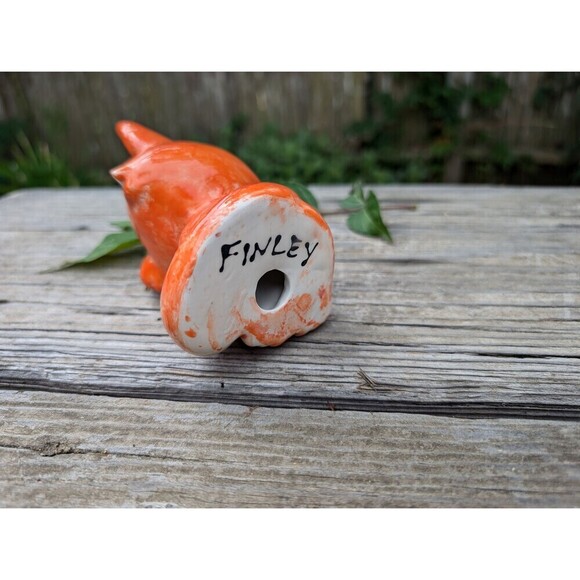 Vintage Ceramic Fox Figurine, Retro Orange Decor - Picture 6 of 10
